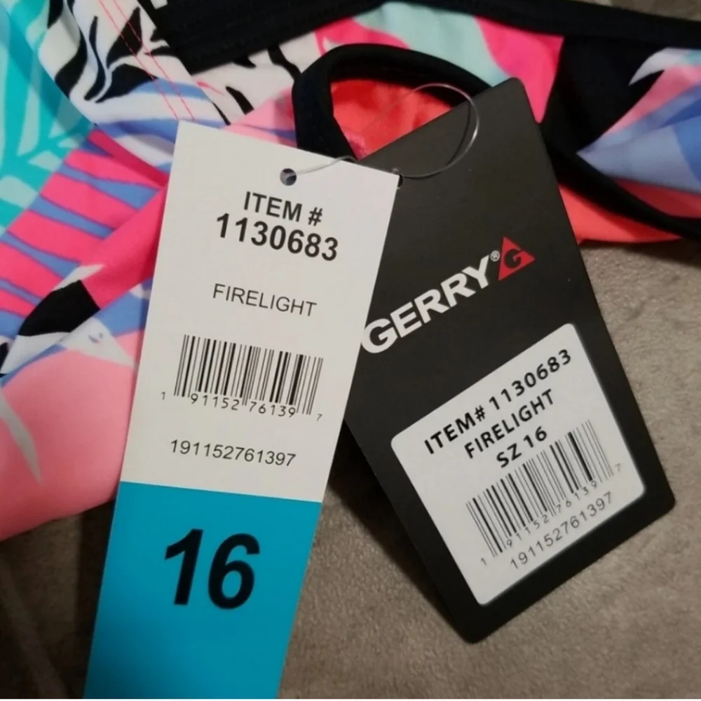Gerry Girls Size 16 Swim Tankini Swimsuit 1 Top Firelight, Short Racerback NWT